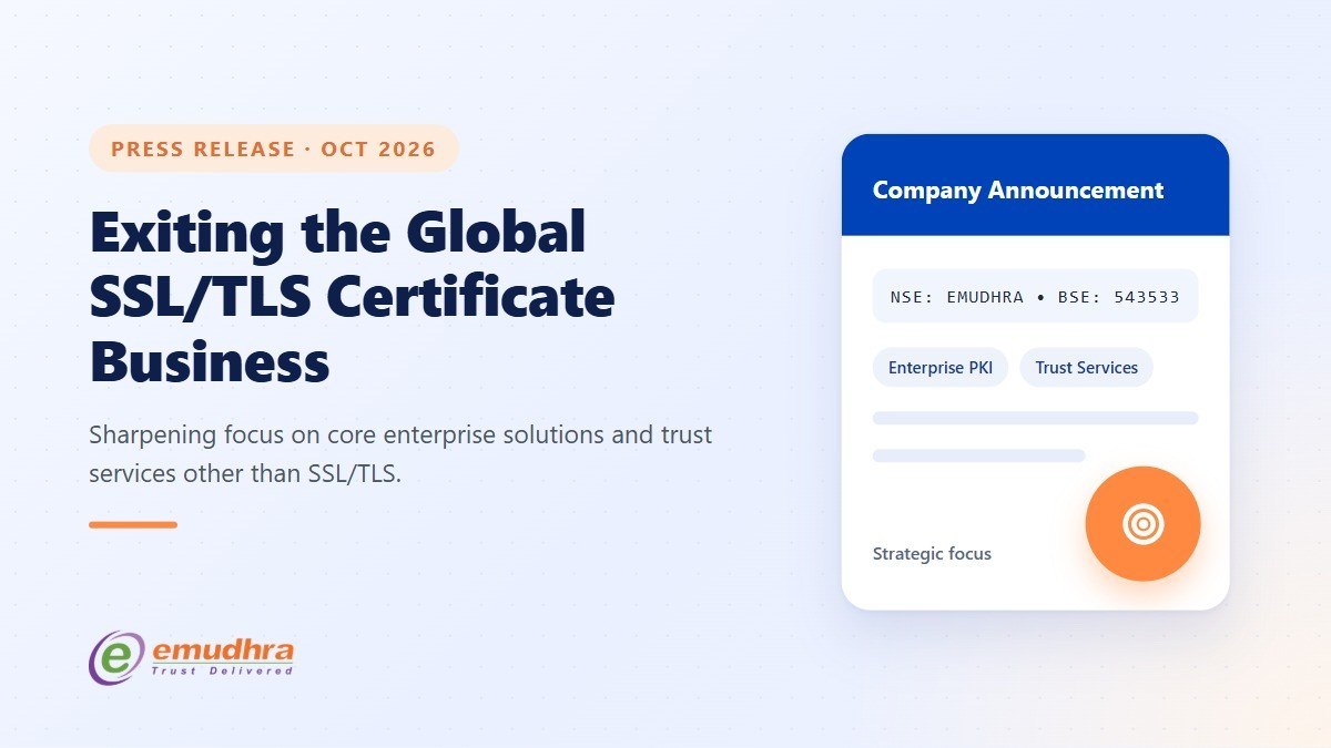 eMudhra_宣布退出全球_SSL/TLS_证书业务 图1